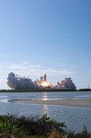 Framed Space Shuttle Discovery Lifts Off