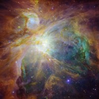 Framed Spitzer and Hubble Create Colorful Masterpiece