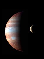 Framed Jupiter and its Volcanic Moon Lo