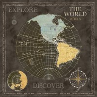 Framed Old World Journey Map Black I