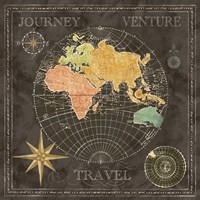 Framed Old World Journey Map Black II