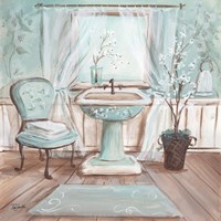 Framed Aqua Blossom Bath I