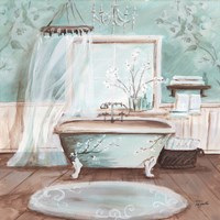 Framed Aqua Blossom Bath II