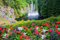 Framed Butchart Gardens Water Fall, Victoria, British Columbia, Canada