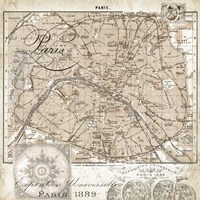 Framed Euro Map I - Paris