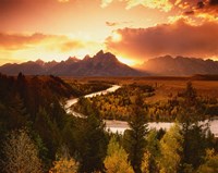 Framed Teton Range at Sunset, Grand Teton National Park, Wyoming