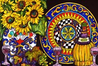 Framed Vino and Sunflowers