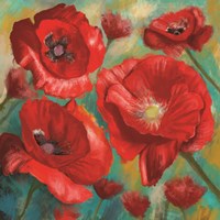 Framed Red Poppies Bloom of Joy