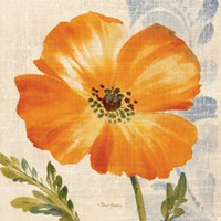 Framed Watercolor Poppies III (Orange)