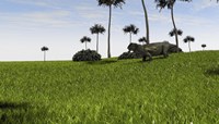 Framed Lystrosaurus in a Grassy Field
