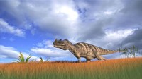 Framed Ceratosaurus Hunting in Prehistoric Grasslands