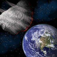 Framed Asteroid Approaching Earth