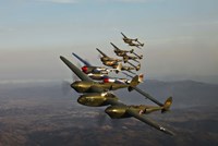 Framed Five Lockheed P-38 Lightnings