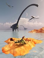 Framed Sauropod Omeisaurs and Flying Eudimorphodons
