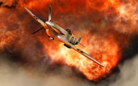 Framed British Supermarine Spitfire Bursting through Flames