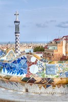 Framed Spain, Catalonia, Barcelona, Park Guell Terrace