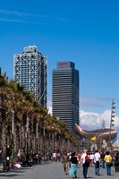 Framed Hotel Arts and Mapfre Tower, La Barceloneta Beach, Barcelona, Spain