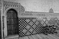 Framed Spain, Andalusia, Alhambra Ornate Door and tile of Nazrid Palace