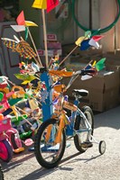 Framed Bicycle Outside Toy Shop, Lesvos, Mytilini, Aegean Islands, Greece