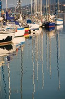Framed Sailboat Reflections, Southern Harbor, Lesvos, Mithymna, Northeastern Aegean Islands, Greece