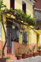 Framed Yellow House, Agiasos, Lesvos, Mytilini, Aegean Islands, Greece