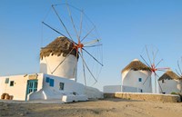 Framed Mykonos, Greece Famous five windmills at sunrise