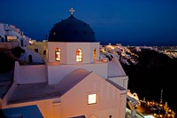 Framed Evening Light on Church, Imerovigli, Santorini, Greece