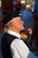 Framed Older Gentleman Playing The Violin, Imerovigli, Santorini, Greece