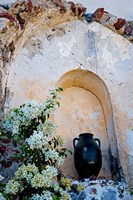 Framed Pottery and Flowering Vine, Oia, Santorini, Greece