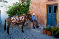 Framed Resting Elderly Gentleman, Oia, Santorini, Greece