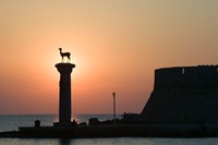 Framed Greece, Dodecanese, Stag Columns, Mandraki Harbor