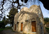 Framed Byzantine church near Kastelli, Church Ayios Panteleimon, Crete, Greece