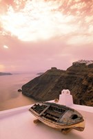 Framed Imerovigli Viewed from Thira, Santorini, Cyclades Island, Greece