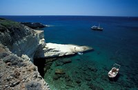 Framed Gerontas, White Sandstone Rock of Aegean Sea, Milos, Greece