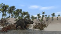 Framed Triceratops Walking along the Shoreline 1