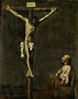 Framed Saint Luke as a Painter Before Christ on the Cross (self-portrait of Francisco de Zurbaran)