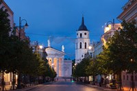 Framed Lithuania, Vilnius, Vilnius Cathedral, evening