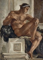 Framed Ignudo, After Michelangelo, 1858-1860