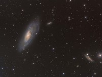 Framed Messier 106 spiral galaxy in the Constellation Canes Venatici