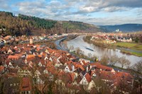 Framed View of Main River and Wertheim, Germany in winter