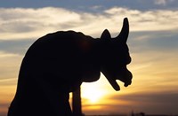 Framed Chimera of Notre Dame Cathedral at Sunset