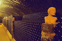 Framed Sculptured Heads in Cellar, Thummerer Winery