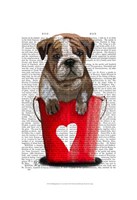 Framed Bulldog Bucket Of Love Red
