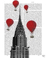 Framed Chrysler Building and Red Hot Air Balloons