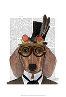 Framed Dachshund with Top Hat and Goggles