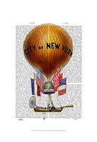 Framed City of New York Hot Air Balloon