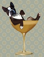Framed Boston Terrier in Cocktail Glass