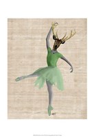 Framed Ballet Deer in Green II