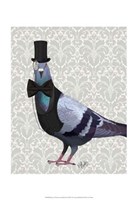 Framed Pigeon in Waistcoat and Top Hat