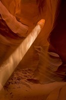 Framed Sunbeam Penetrates Dusty Air of Lower Antelope Canyon, Arizona